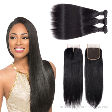 brazilian virgin human hair bundles with 4x4  lace closure 8-22inch lace front closure in stock